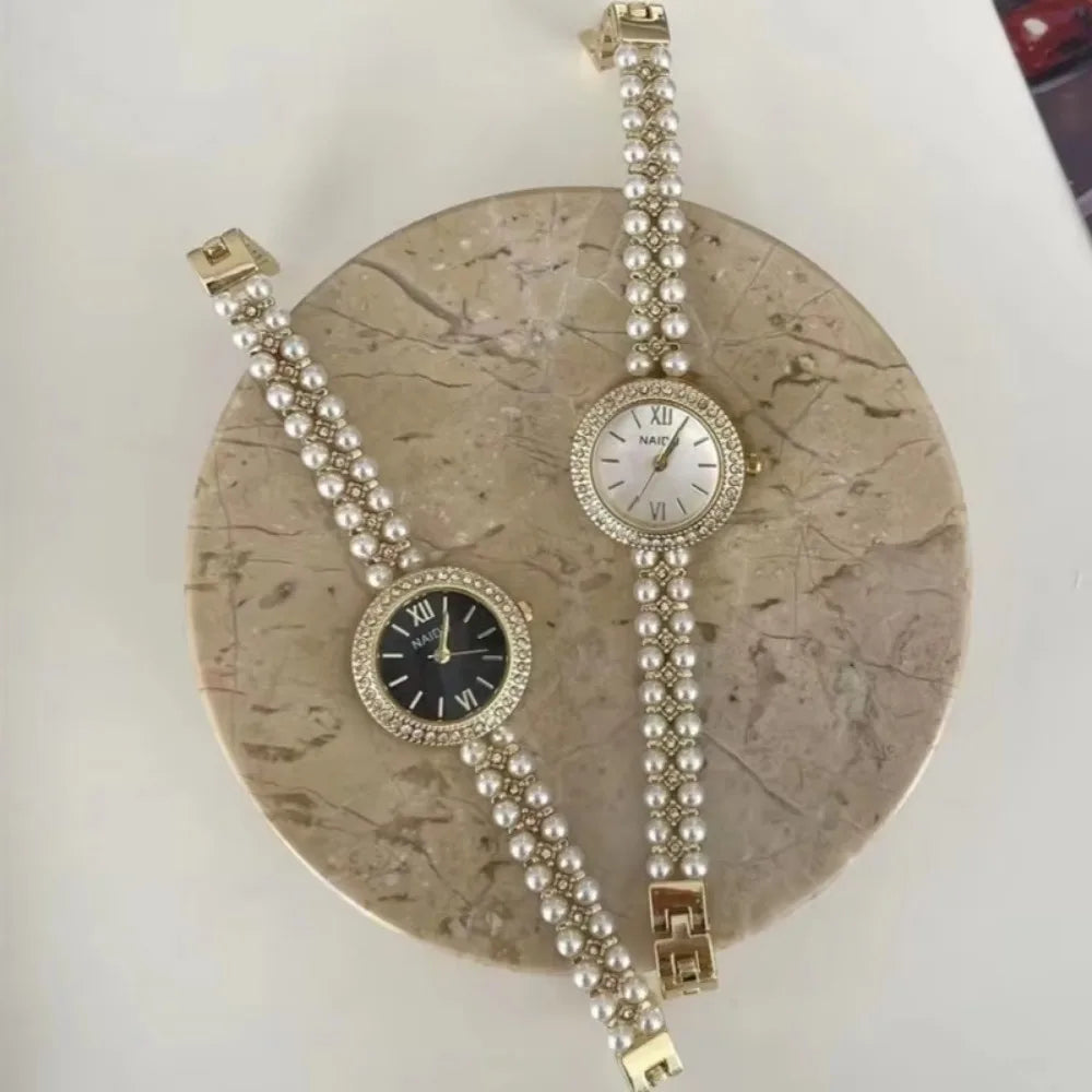 Luxury Women Watch Fashion Pearl Studded Bracelet Strap Quartz Wristwatches Ladies Gift Dropshipping Para Mujer Relogio Feminino