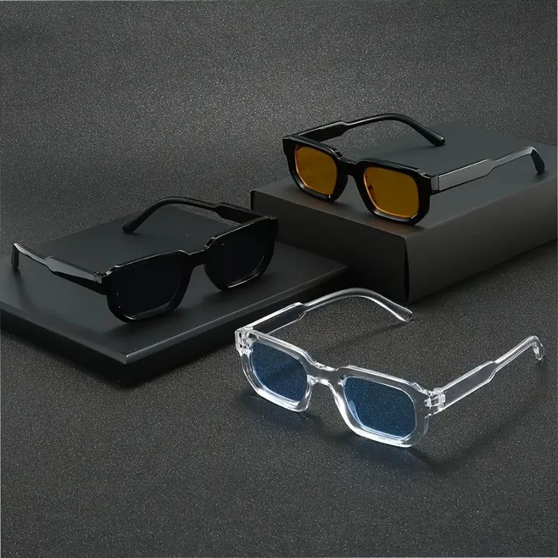 3-piece Set of Square Frame Neutral Glasses Stylish and Versatile Suitable for Daily Wear or Photography The Perfect Gift Choice