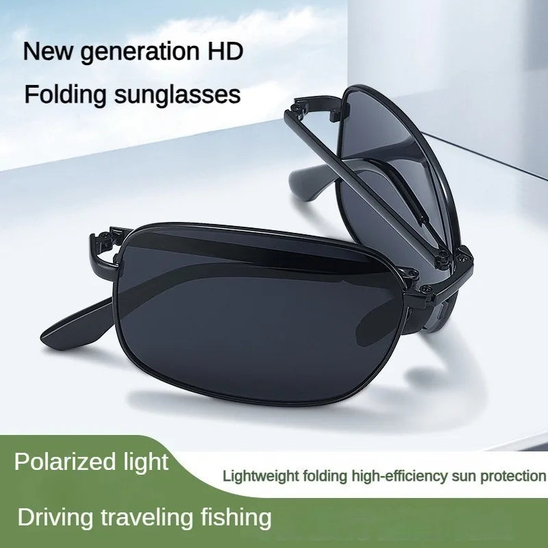 2 Pcs Polarized Folding Sunglasses for Men's Driving Day and Night Dual-purpose Square Driving Color Changing Sunglasses