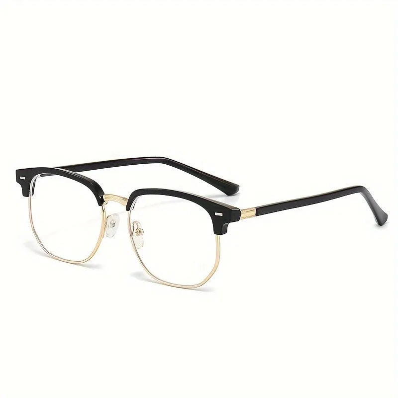 1 Piece of Men's Casual Style Half Framed Glasses PC Lenses Decorative Glasses Black Ideal Gift Choice