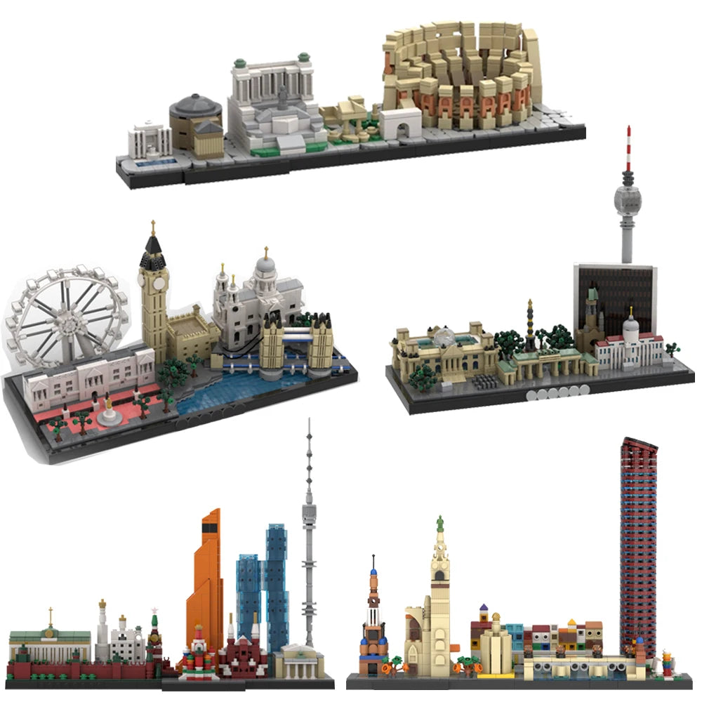 Gobricks MOC Rome London Seville Lanmark City Skyline Building Blocks Model