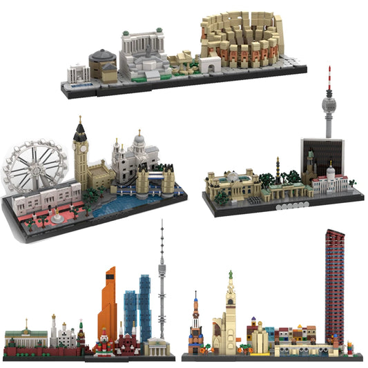 Gobricks MOC Rome London Seville Lanmark City Skyline Building Blocks Model