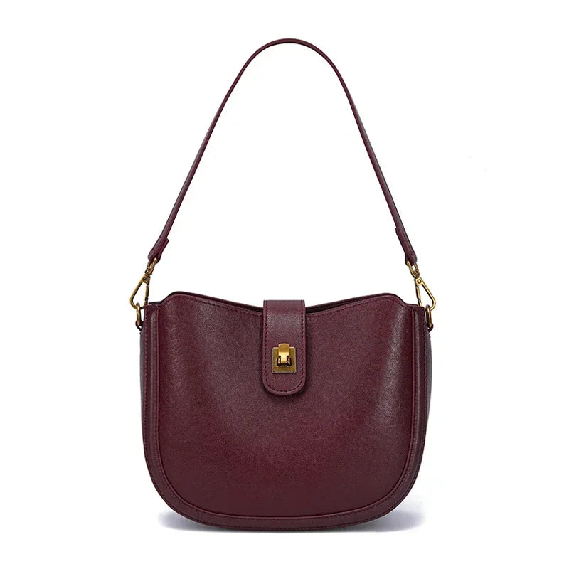 Woman Cowhide Genuine Leather Shoulder Bag Ladies OL Top grain Leather Handbag Female Fashion Luxury Design Crossbody Bags