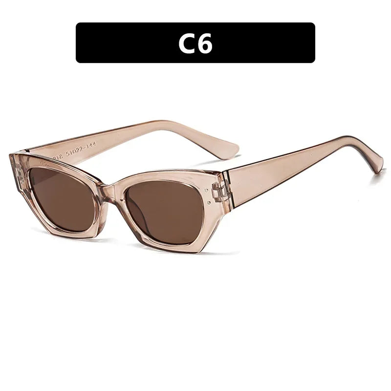 JNPCXI New Cat Eye Women Sunglasses Rice Nail Fashion Jelly White Color Shades UV400 Men Trending Gradient Sun Glasses
