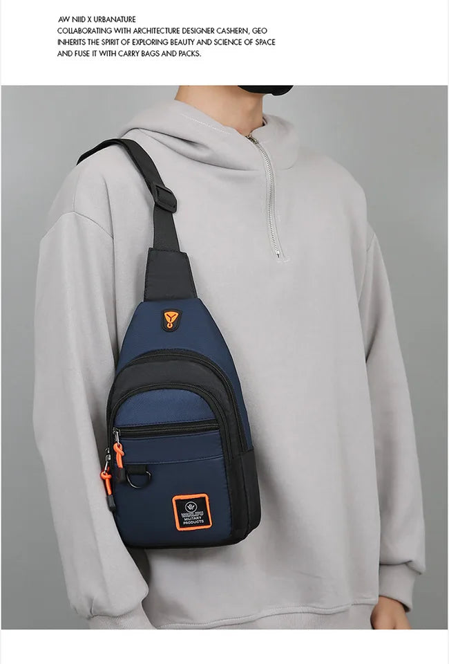 Men's Chest Casual Messenger Bag, Multifunctional Crossbody Shoulder Sling Bag