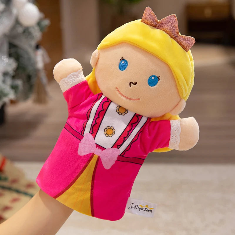Cute Fairy Tale Kingdom Series Plush Hand Puppets Toys Cozy Cartoon Prince Princess Finger Puppets Funny Children Game Props