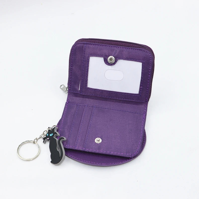 Coraline Face Circle Zip Wallet PU handbag multi-card folding pocket wallet