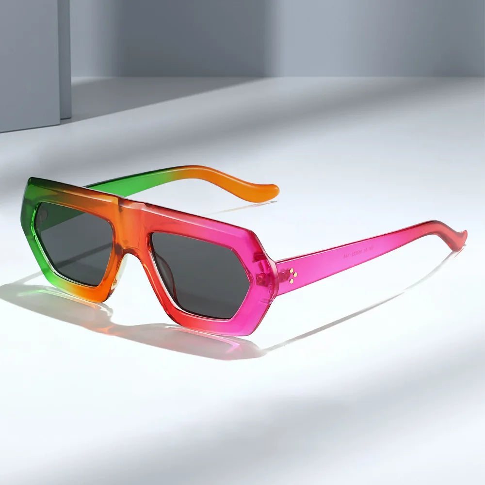JNPCXI Fashion Square Women Gradient Sunglasses Leopard Shades Retro Men Clear Lens Glasses Frame UV400