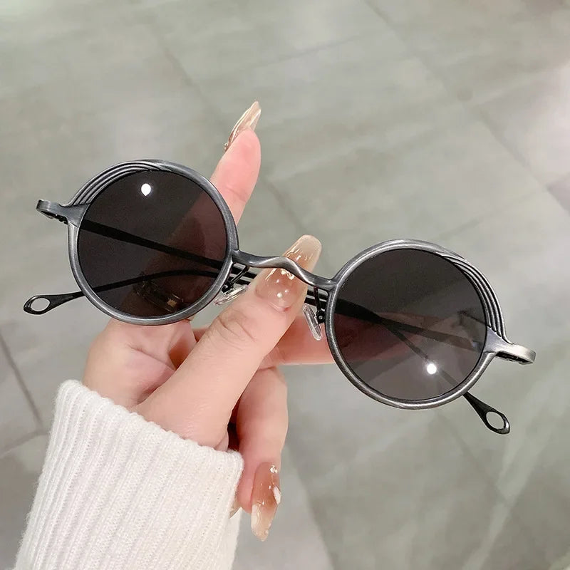 JNPCXI Retro Polarized Classic Metal Small Round Punk Men Sunglasses Fashion Clear Anti Blue Light Women Sun Glasses UV400