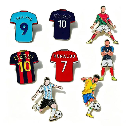 4/8PCS Creative Football Enamel Pin Cool Star Professional Athletes Brooches Lapel Backpack Badge Party Jewelry Gift For Fans Fr
