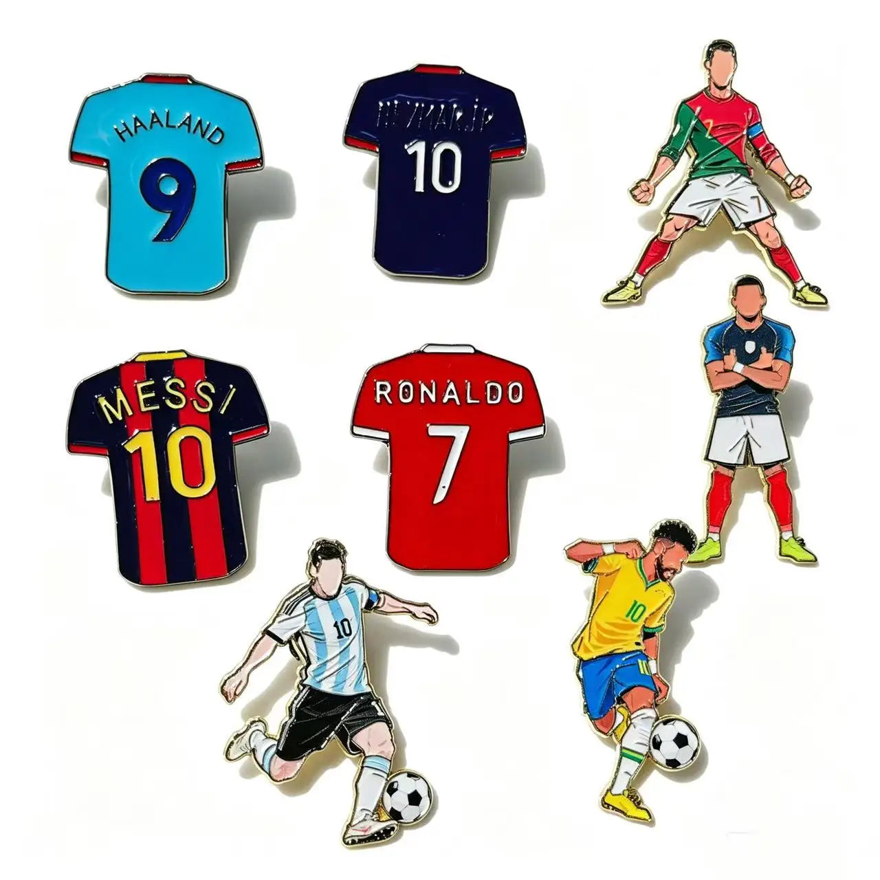 4/8 PCS 7th Football Player Enamel Brooch Goalkeeper Creative Design Sport Metal Badge Clothe Punk Lapel Pin Jewelry Friend Gift