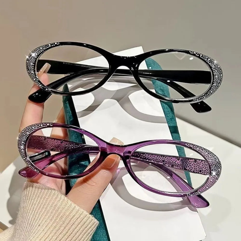 Retro OvalFrame Men Women Metal Reading Glasses  Anti Blue Light Hyperopia Eyewear Presbyopia Elderly Eyeglass