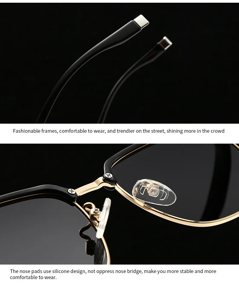 JNPCXI Rice Nail Polarized Square Metal Men Luxury Sunglasses Fashion Gradient Women Shades UV400 Sun Glasses
