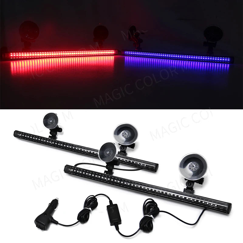 96 LED Car Strobe Light Emergency Flash Warning Lamp 2-in-1 3030 SMD Windshield Bar Auto Traffic Advisor Car Accessories 12V-24V