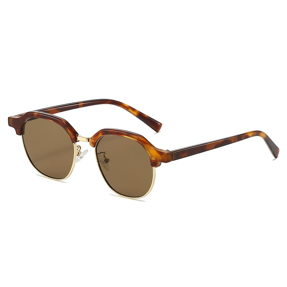 JNPCXI New Ins Popular Fashion Square Semi-Metal Women Sunglasses Shades UV400 Men Trending Clear Lens Frame