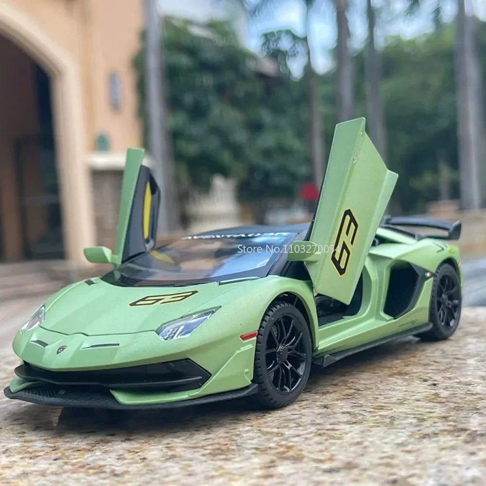 1/24 AVENTEDOR SVJ63 Countach Sports Car Alloy Model Toys Diecasts & Toy Vehicles Sound and Light Collection for Kids Boys Gifts