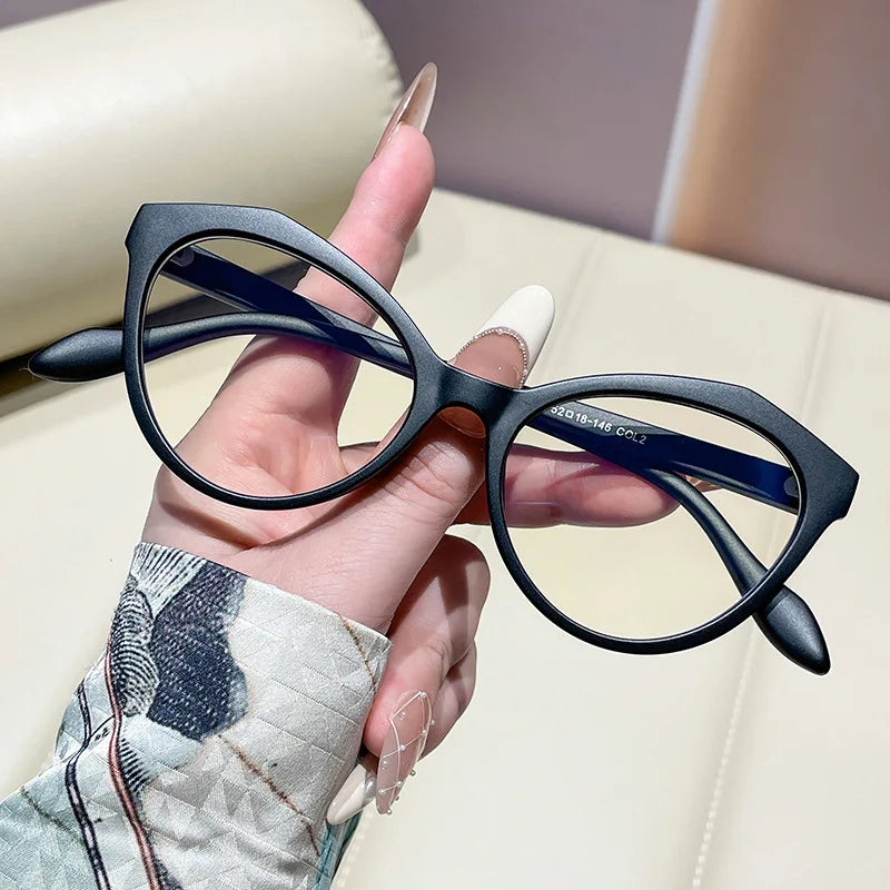 JNPCXI Retro Cat Eye Prescription Glasses Men Anti Blue Light Myopia/Hyperopia/Progressive Optical Eyeglass Frame Women Eyewear