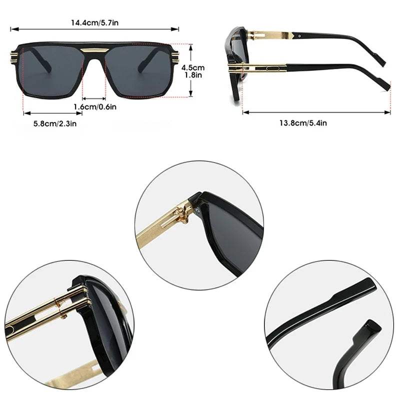 JNPCXI New Large Square Sunglasses Men Brand Designer Gray Decoration Punk Strong Luxury Sun Shades UV400
