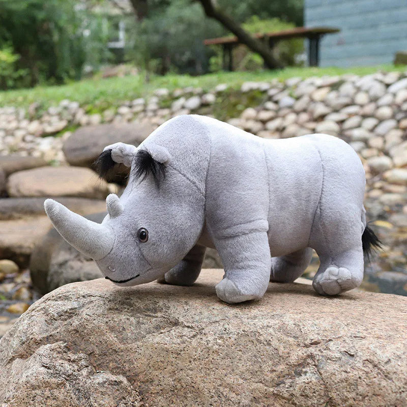 35cm Real Life Rhinoceros Plush Toy Stuffed Lifelike African Rhinos Wild Animals Doll Toys  For Kids Children Xmas Gift Decor