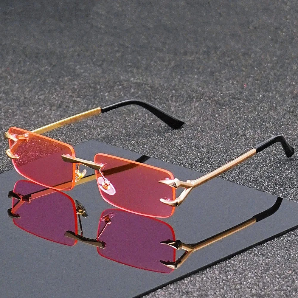 Men's and Women's Casual Square Frameless Metal Fashion Glasses Are Suitable for Both Casual and Formal Occasions