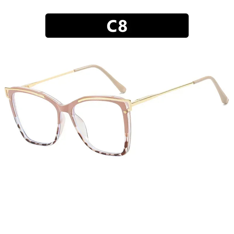 JNPCXI TR90 Anti-Blue Light Retro Women Glasses Frames Oversize Optical Eyeglasses Frame