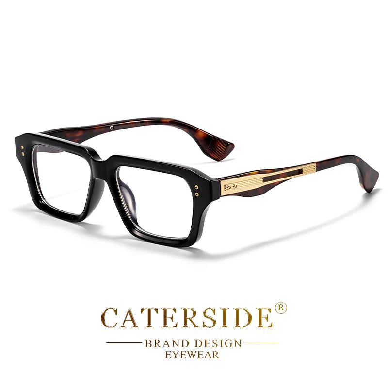 CATERSIDE Fashion Men's Optical Eyeglass Frame Brand Unique Temple Design Luxurious Women's Anti Blue Light Reading Glasses