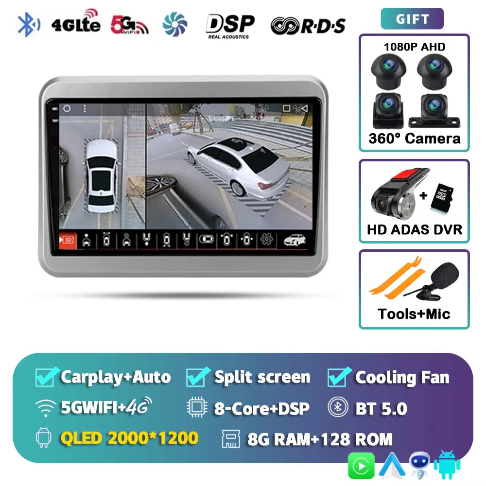 For Suzuki Spacia 2 II 2017 - 2023 2K 12+256 QLED Android 15 CarPlay Car Radio Multimedia Video Player GPS stereo Head Unit 4G