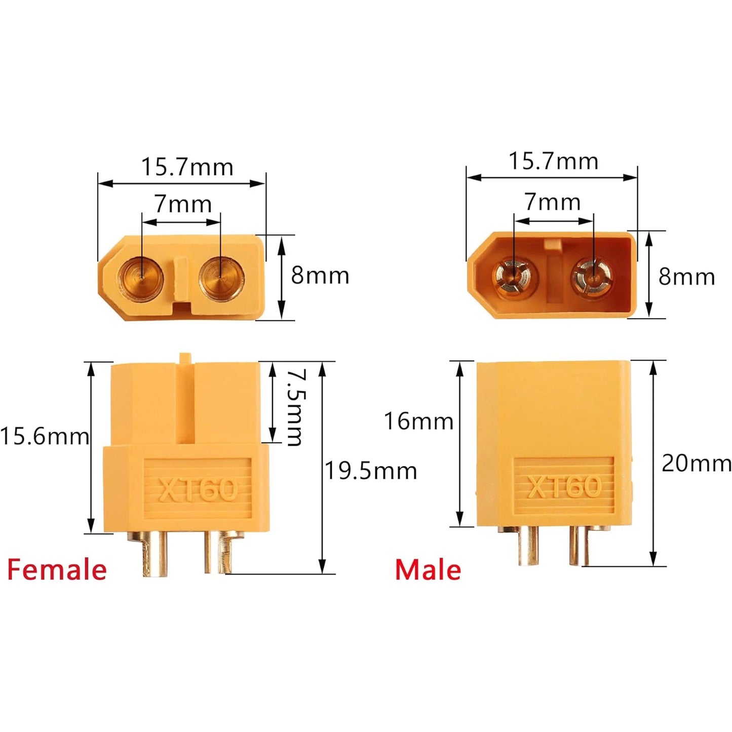 5 Pairs XT60 Connector XT60 Male Female Bullet Connectors Power Plugs for RC Lipo Battery Motor XT60 Drone Connectors