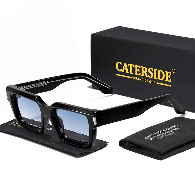 CATERSIDE Vintage Punk Men's Square Sunglasses Brand Design Small Frame Sun Glasses Party Travel Glasses Gift Ideal Choice