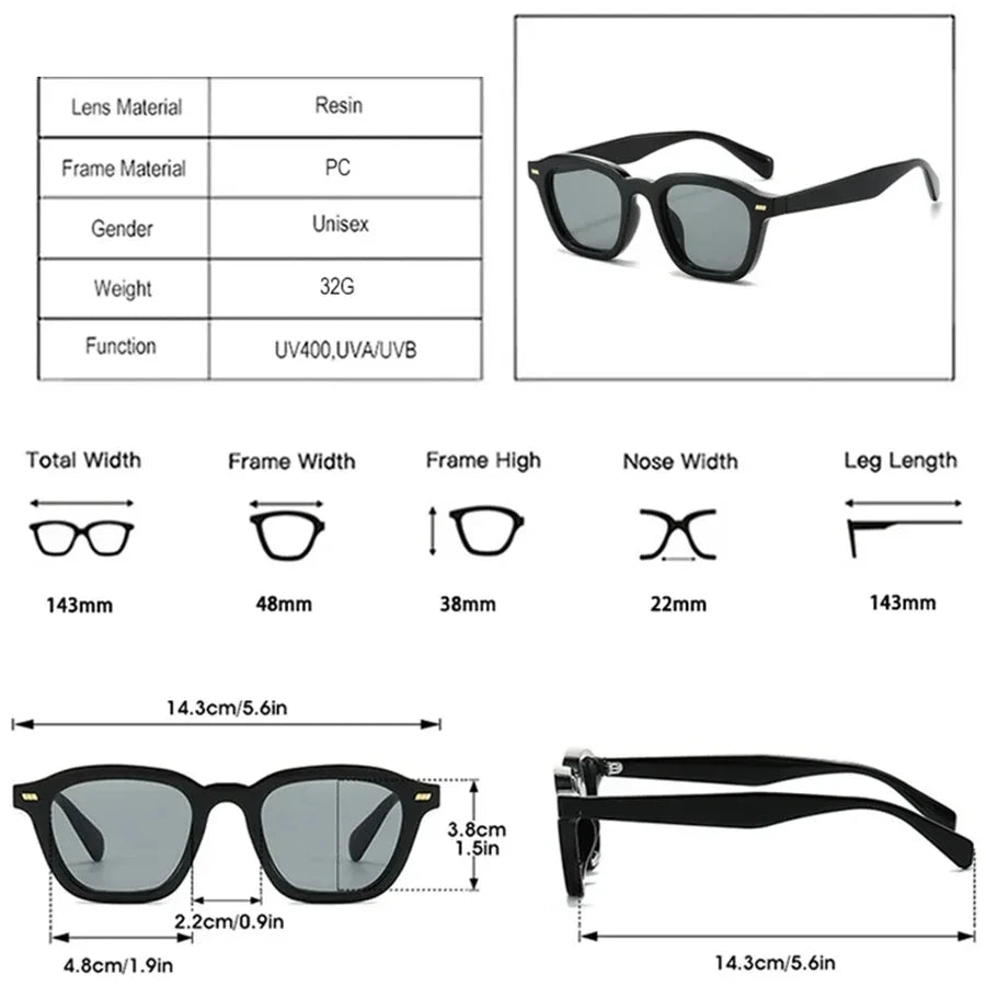 JNPCXI Retro Square Women Sunglasses Fashion Leopard Shades UV400 Men Rivets Decoration Punk Sun Glasses