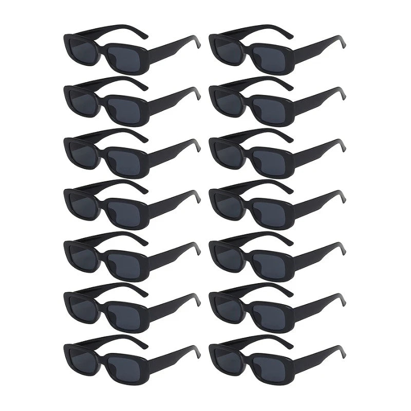 14 Piece Set of Retro Checkered Pattern Unisex Square Glasses Retro Driving Anti Glare Glasses, Suitable for Both Men and Women
