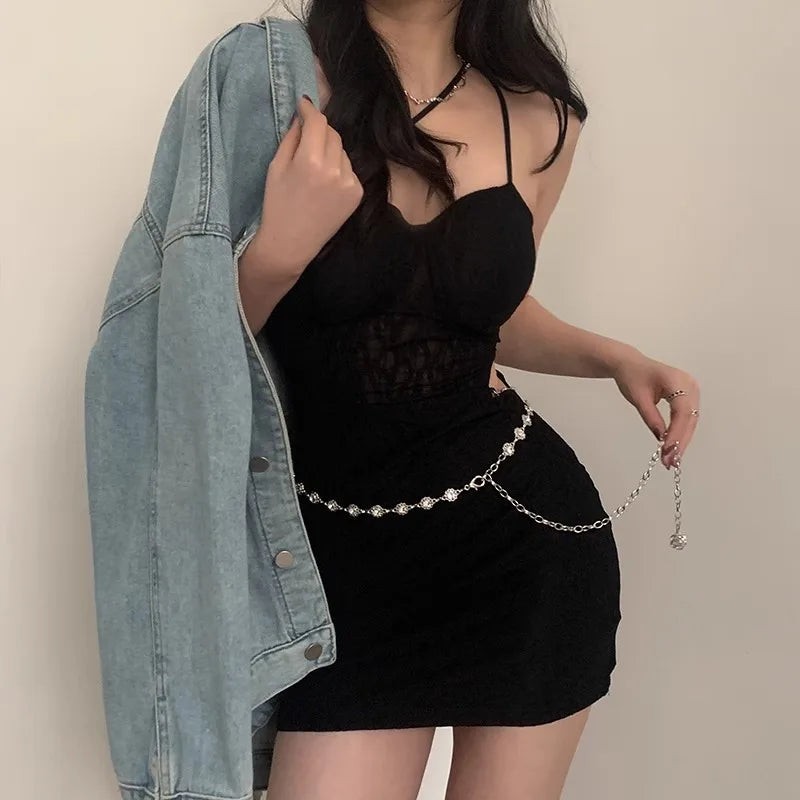 Metal Chatelaine Haute Couture Summer Dress With Fashionable Ins Style Decorative Suit Thin Belt Fashion Chain
