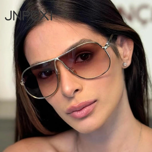 JNPCXI New Vintage Oversize Gradient Alloy Sunglasses for Women Fashion Pink Elegant Sun Glasses Ladies Retro Sexy Shades Uv400