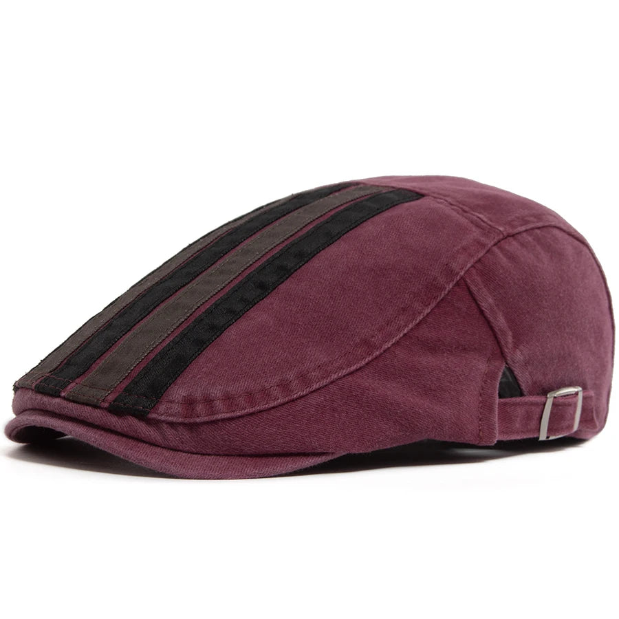 Vintage Newsboy Cap Men Fashion Five Bars Flat Hat Women Washed Berets Spring Summer Casual Visor Lvy Caps For Male Adjustable