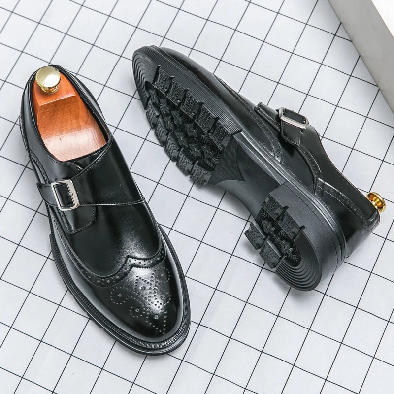 Platform Men's Dress Shoes Classic Wedding Casual Business Leather Shoes Men Formal Brogues Shoes For Men Office Leather Loafers