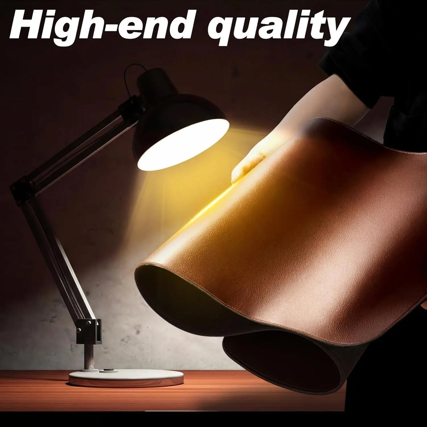 Genuine Leather Desk Mat Large Desk Pad  Non Slip Leather Table Protector with Stitched Edges and Rubber Base for Workspace