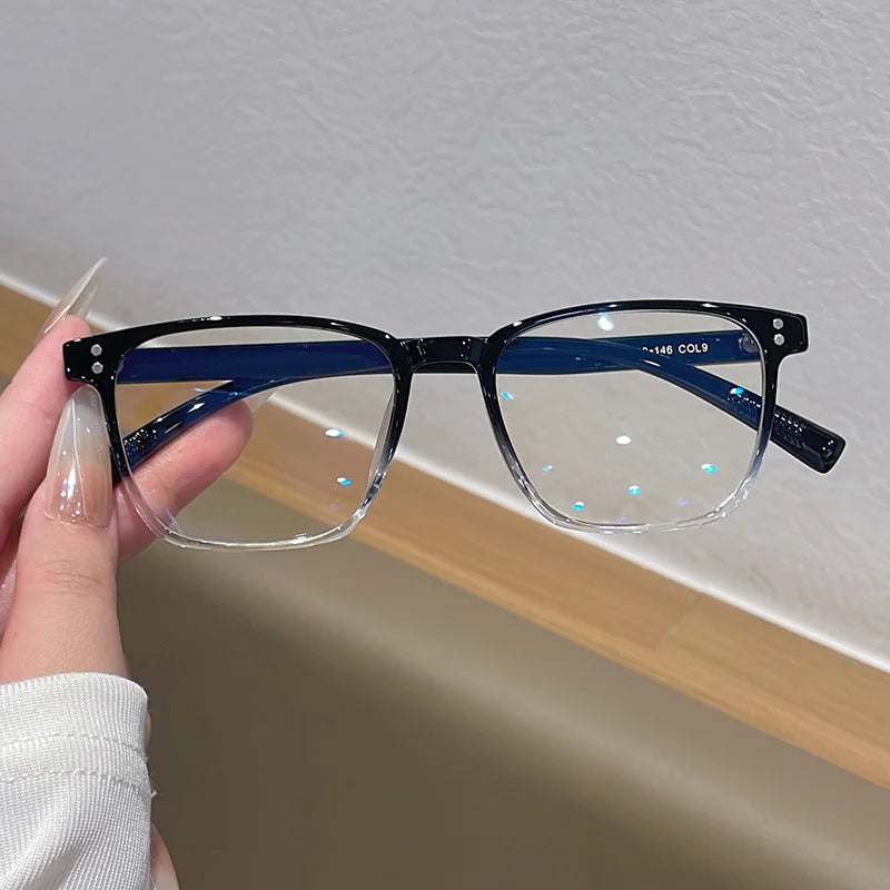 JNPCXI Actual Photo Vintage Glasses Frame Women Square Fashion Retro Rice Nail Clear Anti-Blu-Ray Lens Eyewear Men Optical Frame