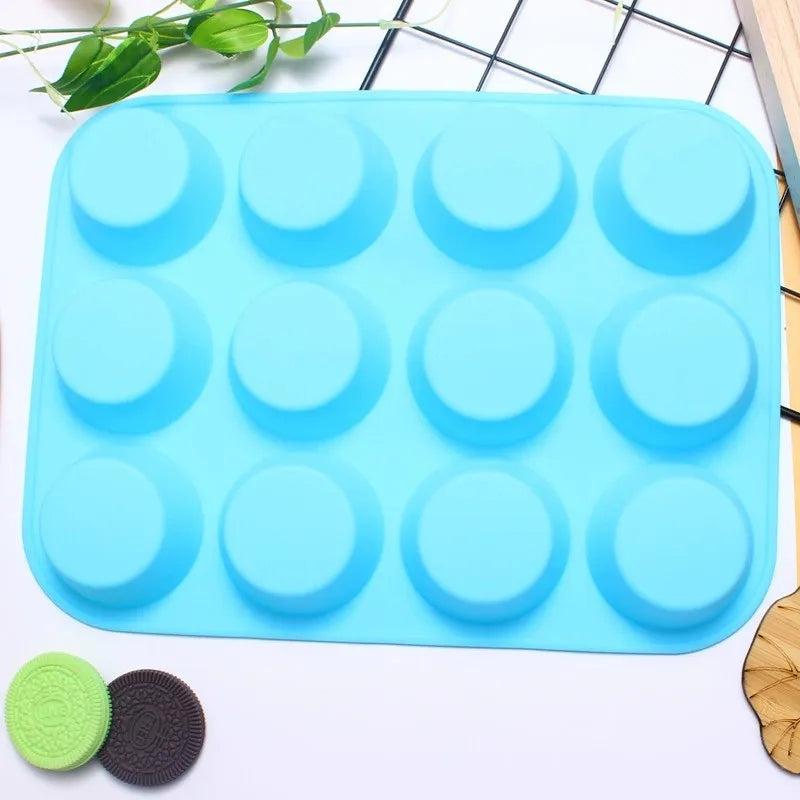1pc Premium Non-Stick Silicone Muffin Pan,12-Cavity Oven-Safe Baking Tray, Easy Release & Clean, for Perfectly Baked Goods