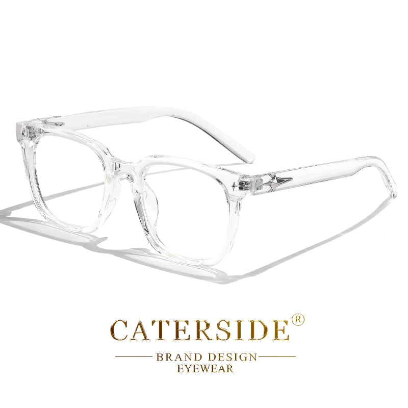 CATERSIDE New Flat Light Glasses Men Brand Design TR90 Square Frames Eyewear Women Business Minimalist Fashion Transparent Lens