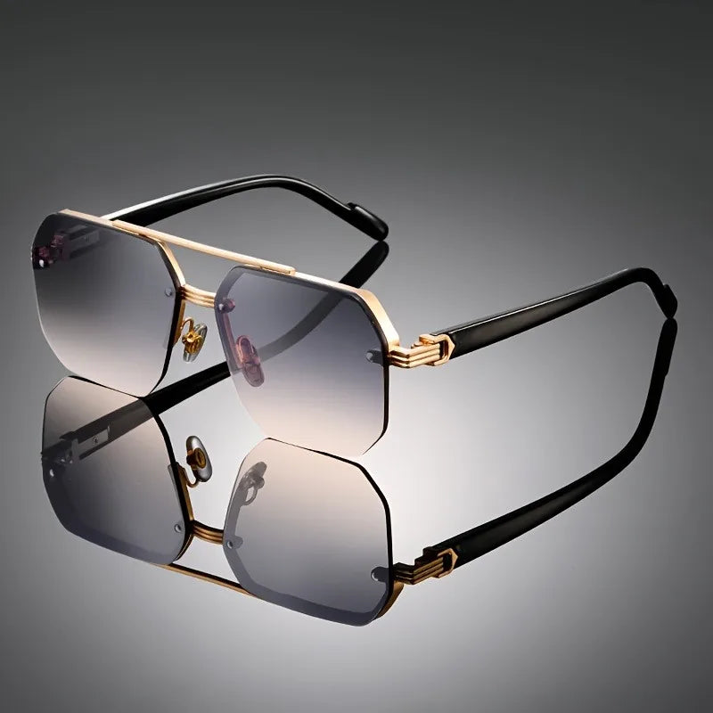 1 Pair of Retro Large Frame Polygonal Half Frame Fashionable Glasses, Suitable for Birthday Gifts and Photography Props