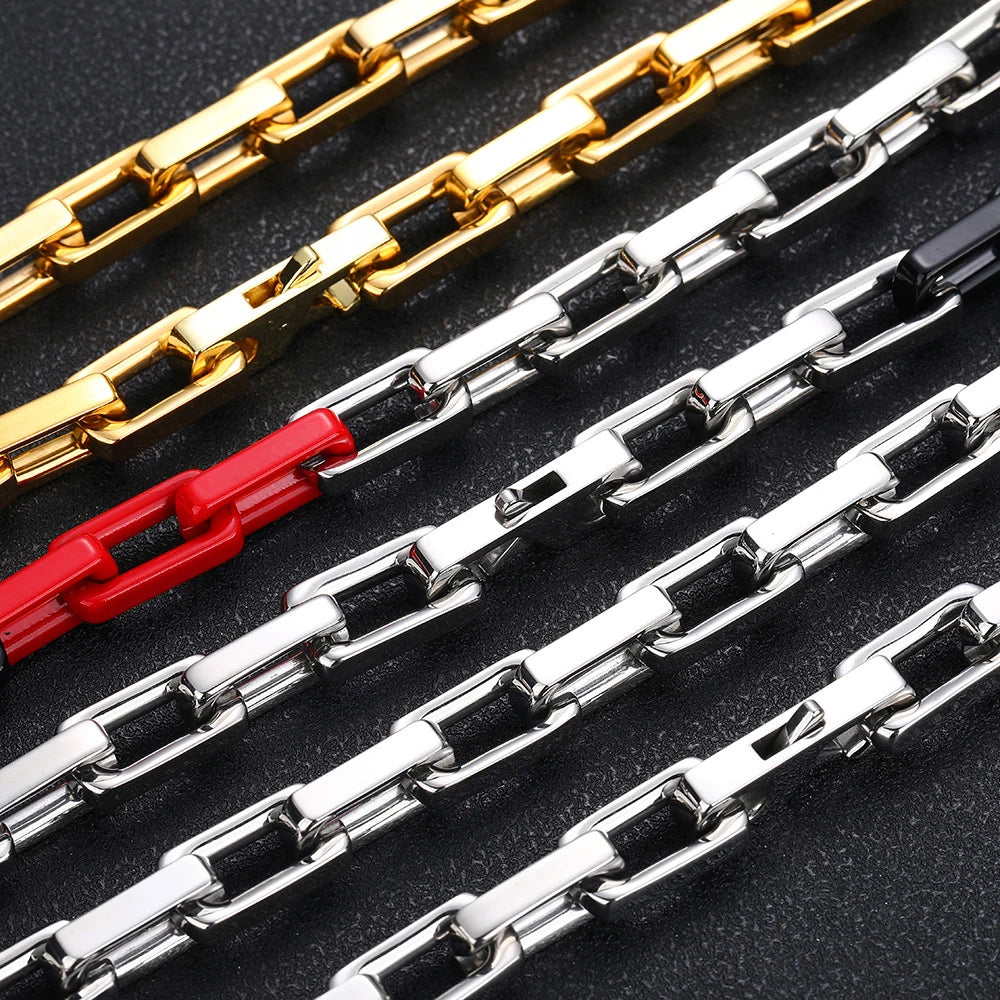 Stainless Steel Coarse Choker Chain, Men's Plated Gold Fashion Bracelet Jewelry