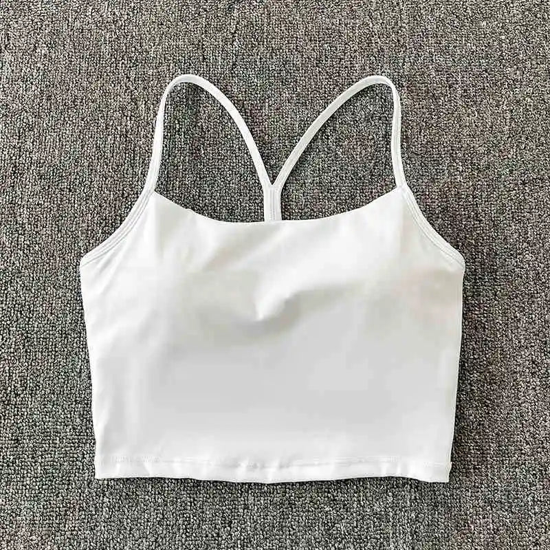 Training yoga vest, nude cross suspender, beautiful back, sports bra, detachable chest pad, fitness bra, gathered and shock-abso