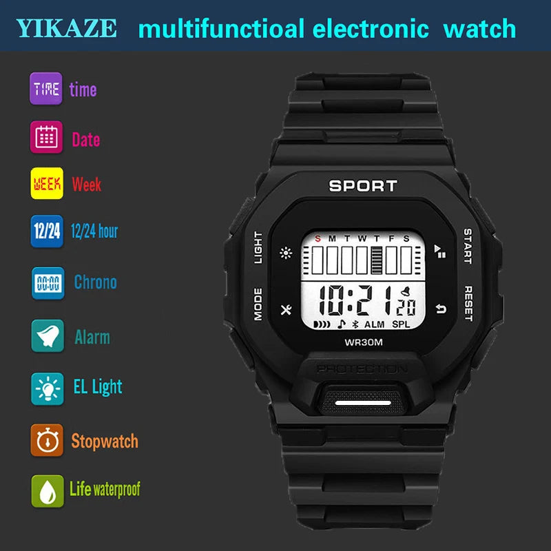 Men's Sports Watch Waterproof LED Digital Multifunctional Electronic Watch
