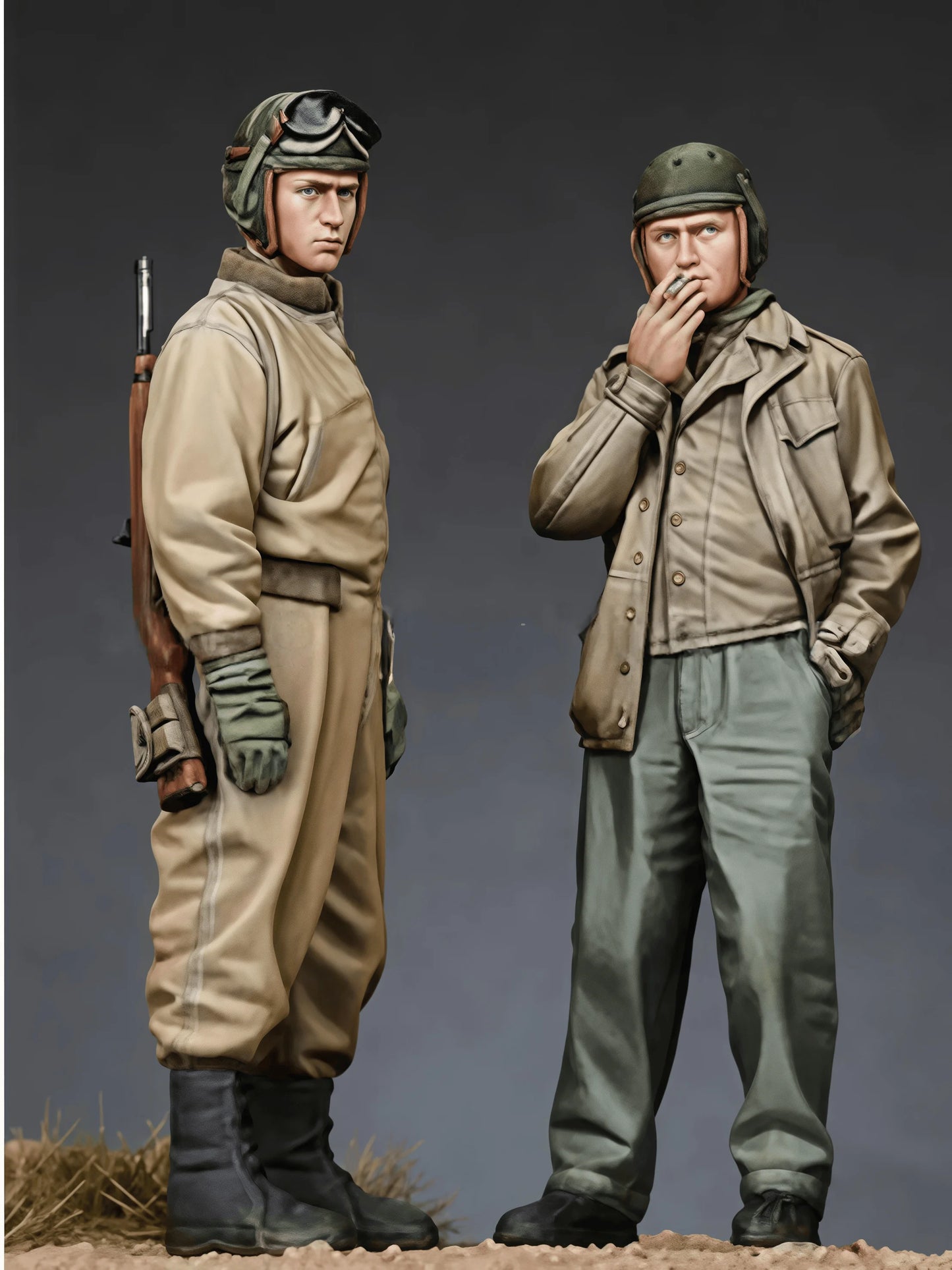 1/35 Resin Figure Assembled Model Kit Military Miniature Statue US Tank Crew Set(2 Figures) Unpainted