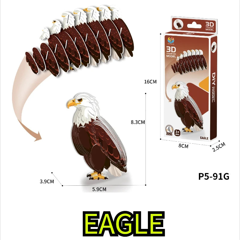 Cartoon paper 3d three-dimensional puzzle toy children's animal world kindergarten handmade educational DIY model ornament