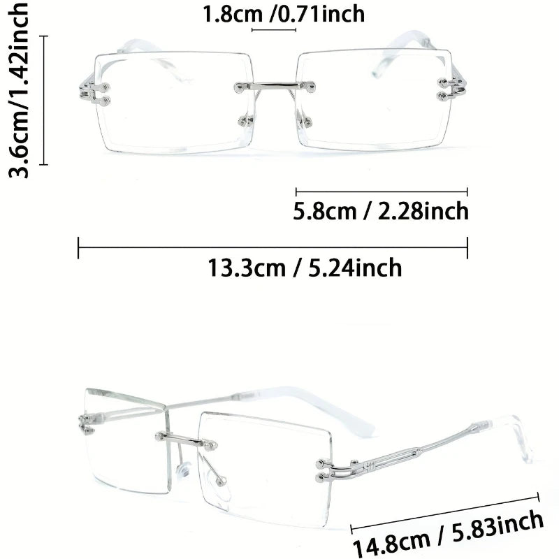 1 Pair of Classic and Stylish Frameless Square Glasses Suitable for Both Men and Women, Versatile for Daily Use