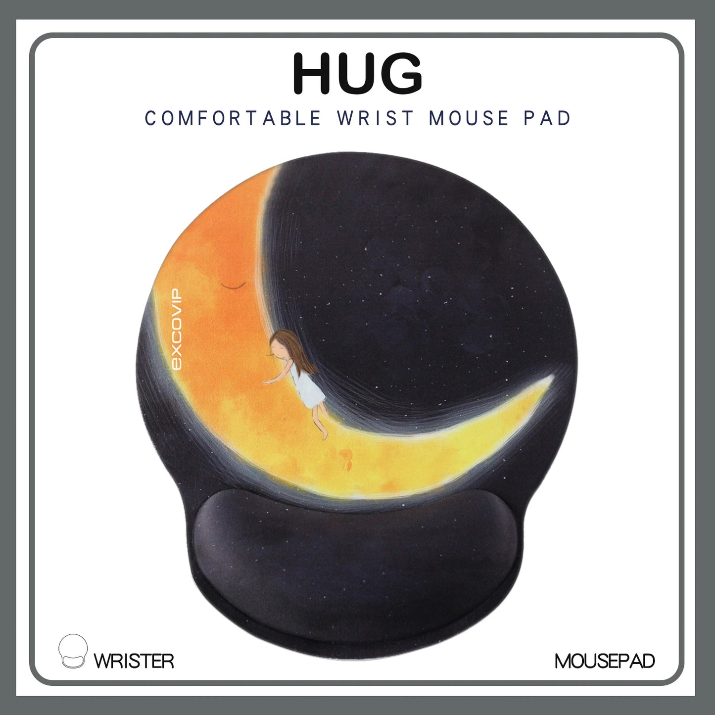 EXCO Mouse Pad with Silicone Wrist Support Rest Ergonomic Comfortable Mousepad Non-Slip Rubber Base for Computer Home Office