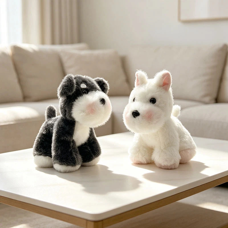 Cute Birthday Gift Pet Dog Plush Toys Cute Fluffy Corgi Schnauzer Shiba Inu Poodle Bulldog Hunting Dog Doll Office Desktop Decor