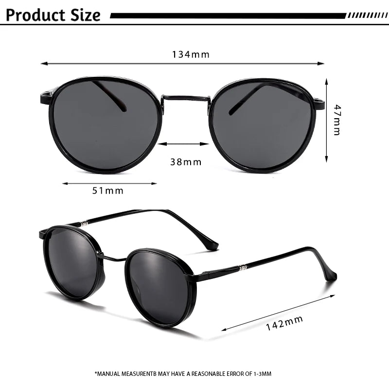 Caterside Vintage Polarized Round Sunglasses Men Hip Hop Style Metal Frame Sun Glasses Women Driving Fishing Party Eyewear Uv400