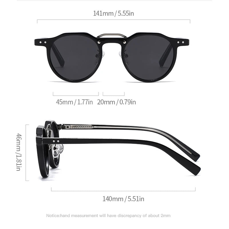 JNPCXI New Round Sunglasses Women Rivets Punk Gray Shades UV400 Fashion Men Clear Anti Blue Light Glasses Frame